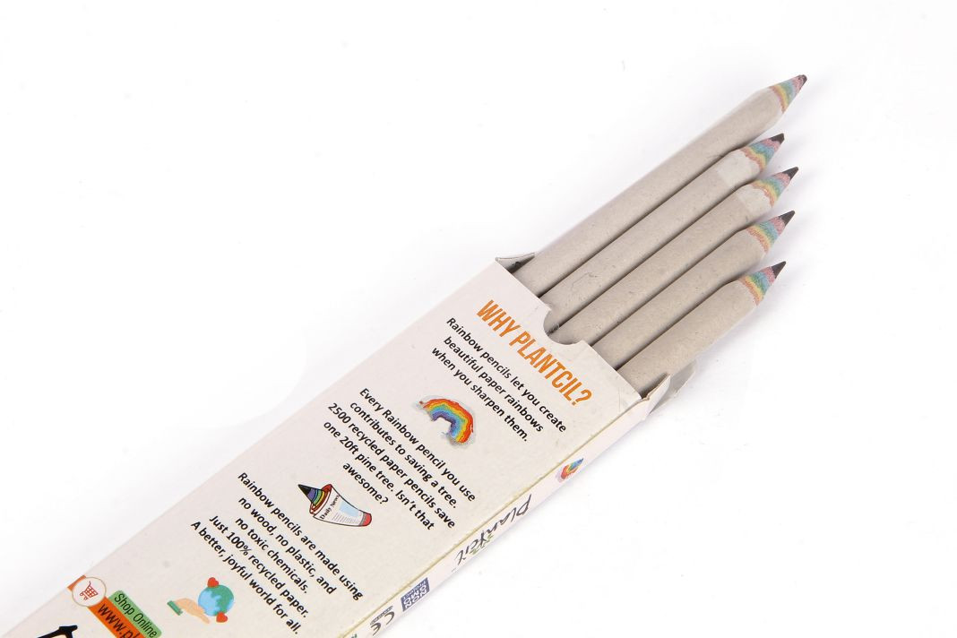 ECOTREE Eco-friendly Wood & Plastic Free Rainbow Recycled Paper #2 HB  Pencils For School and Office Supplies, Pre-sharpened,12-Pack