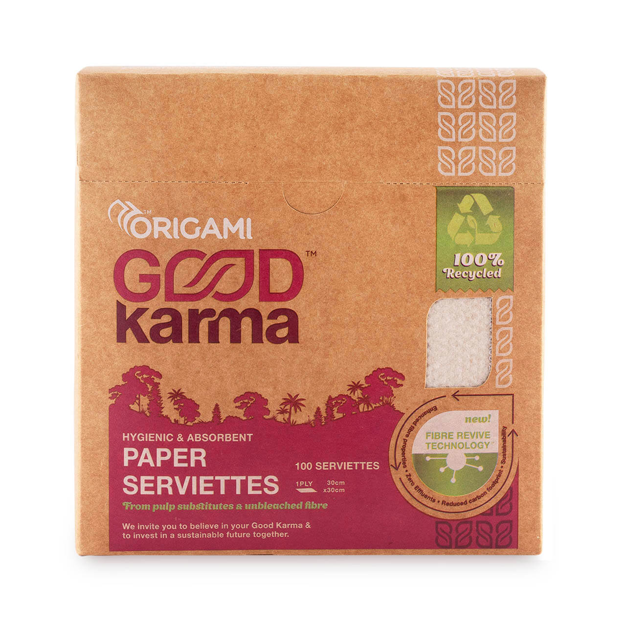 Origami Good Karma Paper Serviettes - 100 pull, 1 ply
