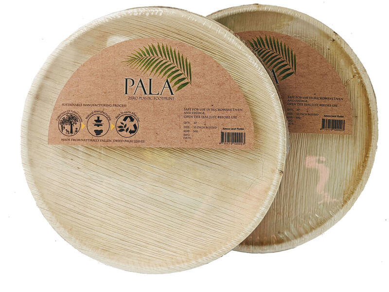  Pala Disposable Areca Leaf Plates - 100% Compostable -10 Inches (Pack of 20)