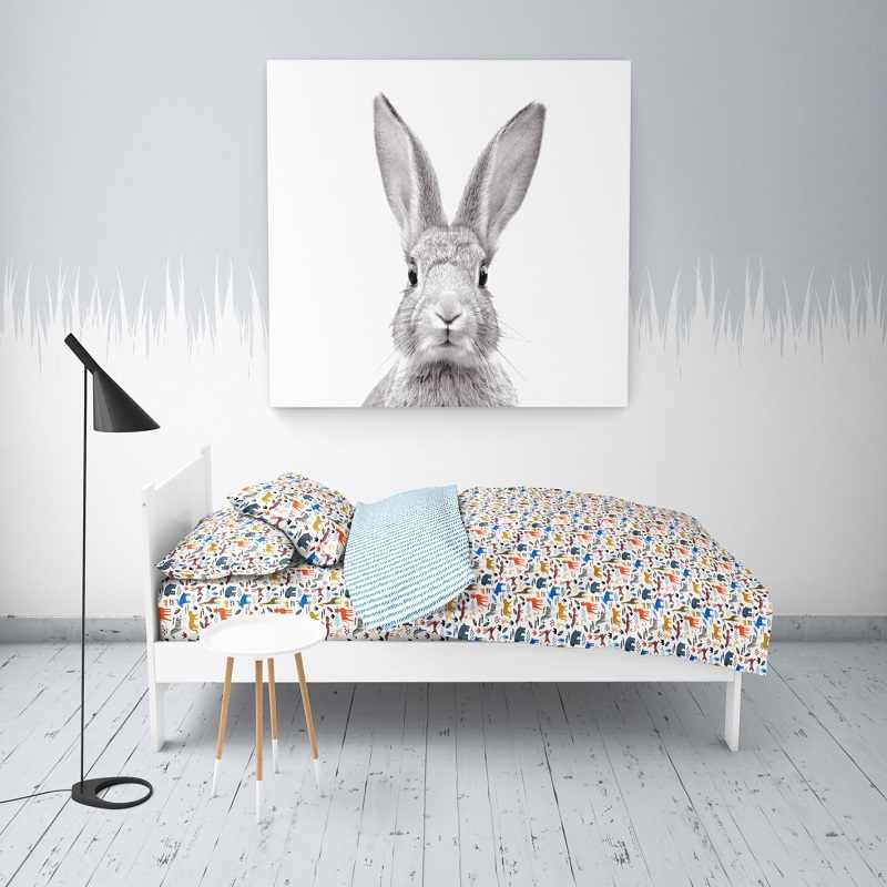 Forest Friends 100% Cotton Antimicrobial Kids White Bedsheet Set 