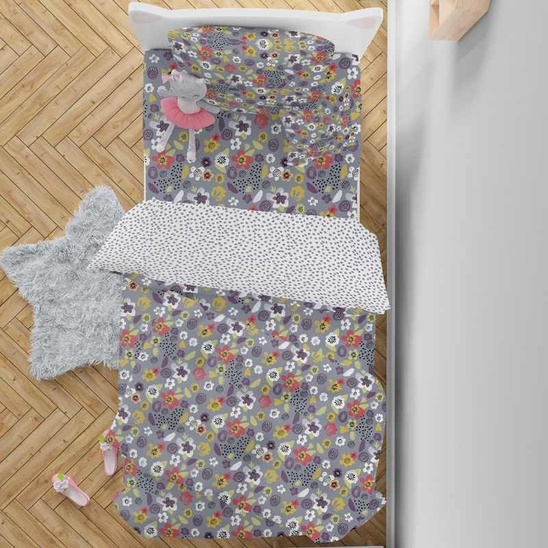 Petal Princess 100% Cotton Antimicrobial Kids Blue Bedsheet Set 