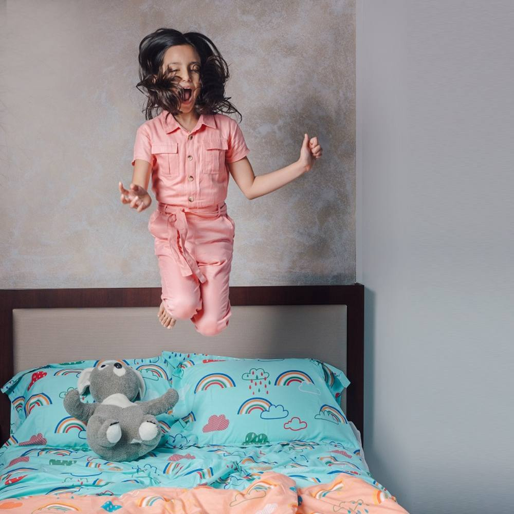 Vibgyor 100% Cotton Antimicrobial Kids Blue Bedsheet Set 