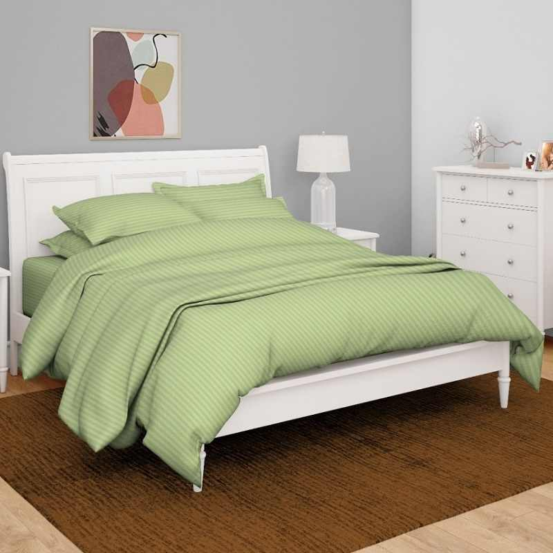 Antimicrobial 300TC Sateen Striped Sage Bedsheet Set 